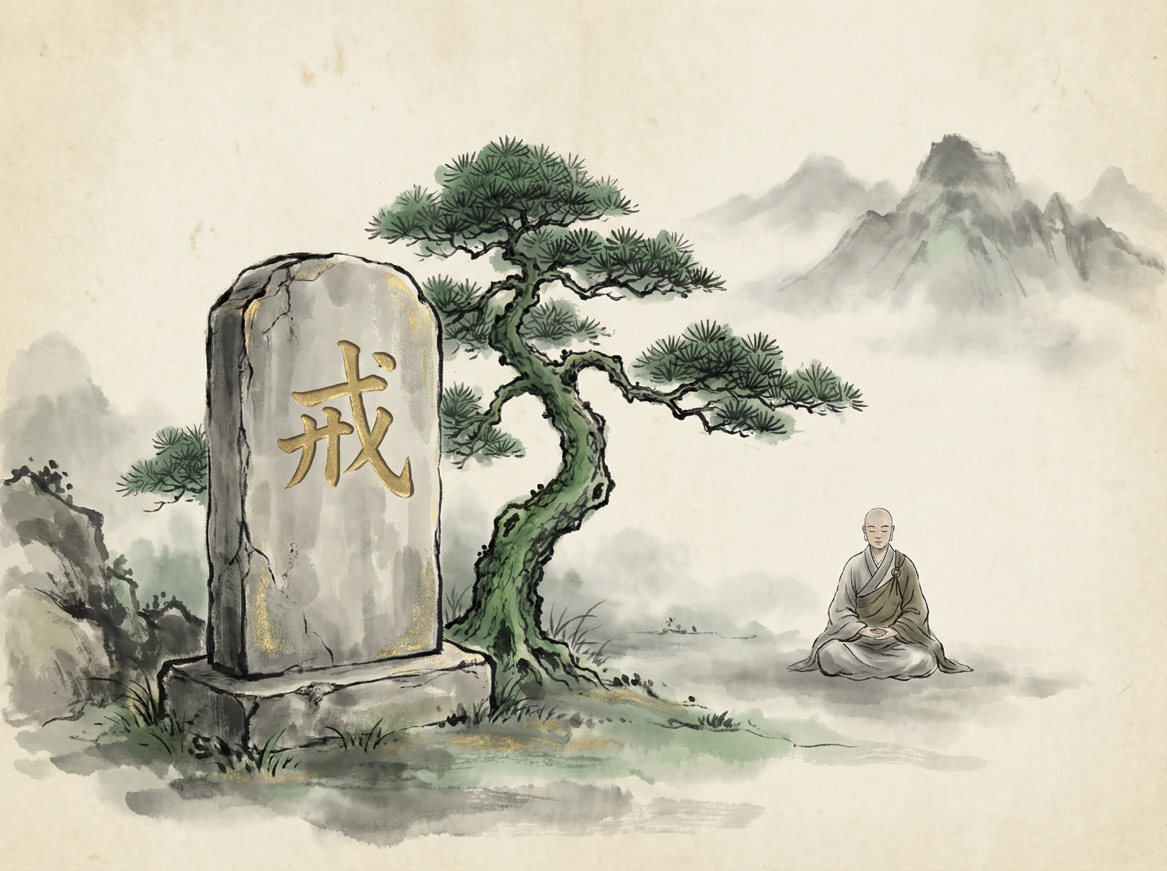 pg电子负责任博弈戒字石碑青松禅意